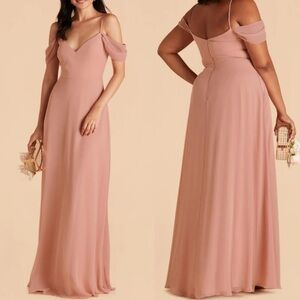 Birdy Grey Devin Chiffon Floor Length Dress Gown Dusty Rose Pink Medium